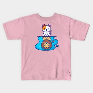 Cute Cat And Lion Cartoon Kids T-Shirt